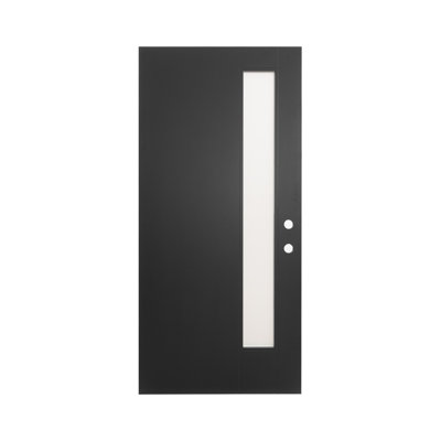 36 po X 80 po Porte d'entrée noire en fibre de verre, ouverture vers la gauche, verre givré