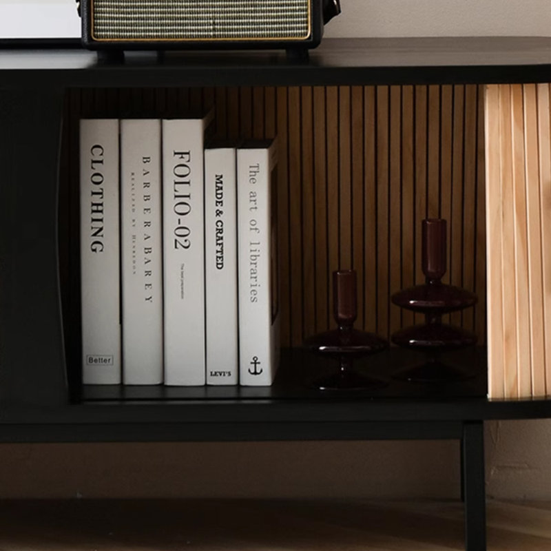 Meuble télé en bois massif de style rétro, 70.86"