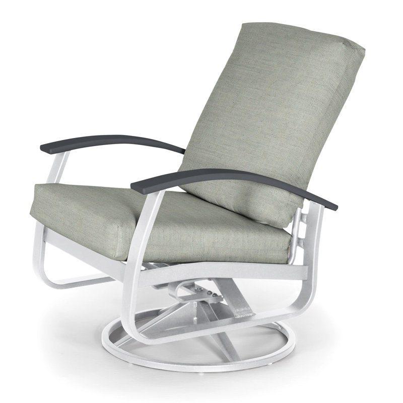 Askar Swivel Powder Coated Aluminum Outdoor Lounge Chair, Canvas Air Blue Sunbrella® Canvas, Classic Graphite P30