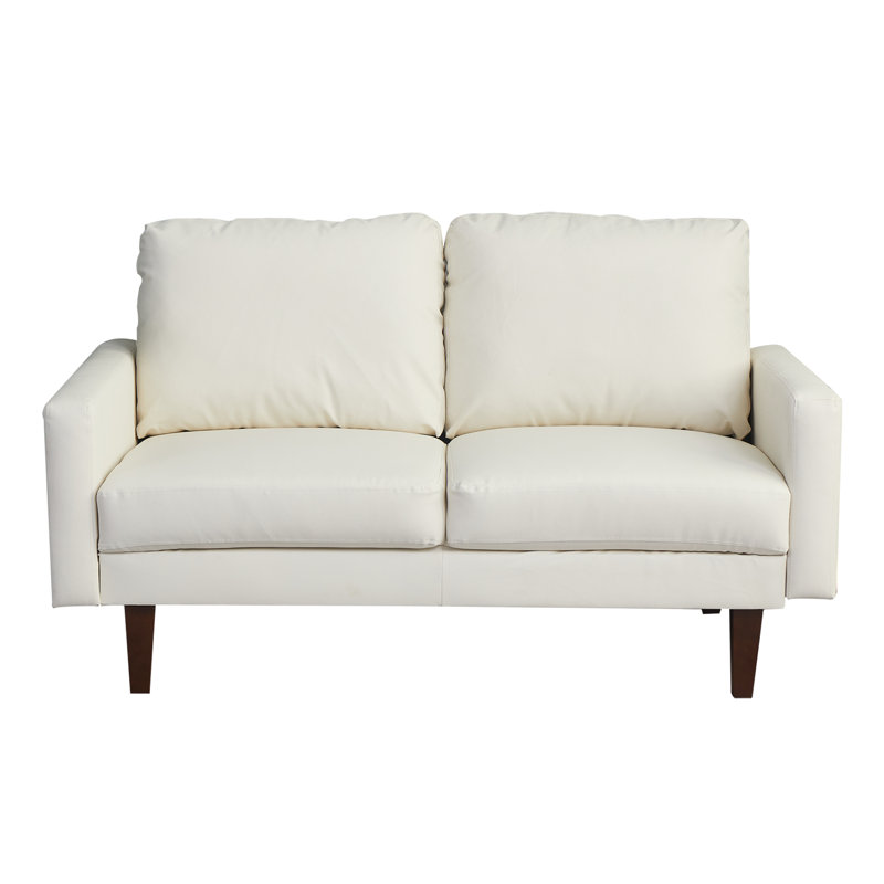 Cilla 58.3'' Faux Leather Loveseat, White , 34.4" H x 58.3" W x 32.7" D