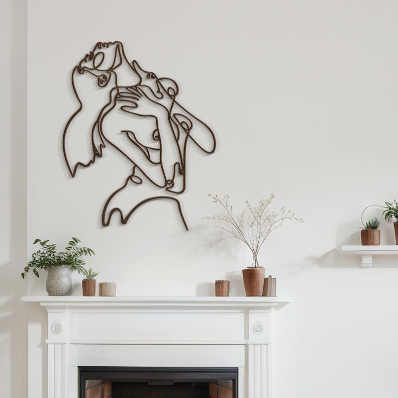 Décoration murale abstraite en forme de corps de femme, H 30 po x l 25,64 po x P 0,05 po, Brun