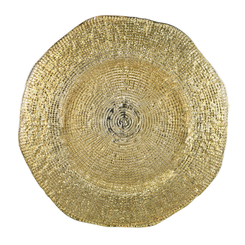 Diamante Italian Glass 13.25" Charger Set in Ombre Platinum