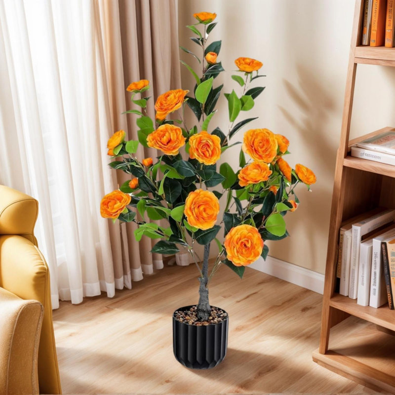 Arbre de camélia artificiel, paquet de 2