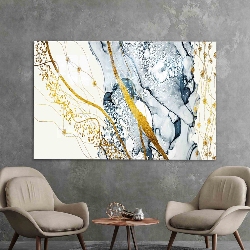 Art mural moderne abstrait avec encre à alcool imprimée sur verre pour une pièce de décoration intérieure contemporaine