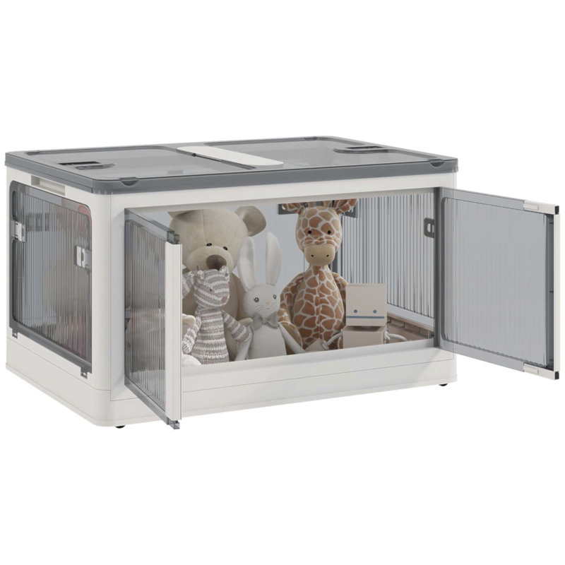 Stackable Storage Bins with Lids, Wheels, and Collapsible Design for Efficient Organization and Mobility, White