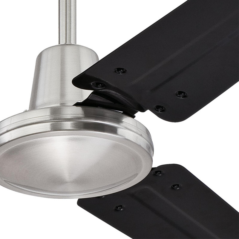 Ventilateur de plafond à 3 pales 56 "Aleph, Nickel brossé avec pales noires, Système d'installation à support à billes