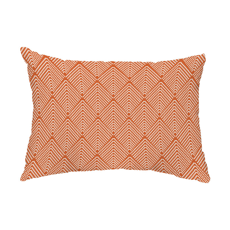Lifeflor Geometric Indoor/Outdoor Reversible Throw Pillow, Orange Geometric