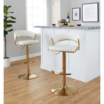 Loehr Adjustable Bar Stools with Rounded T Footrest