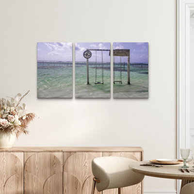 Ensemble de 3 panneaux d'art mural - Swing I «Mary Lou Johnson» pour décoration de salon, de chambre à coucher ou de bureau 