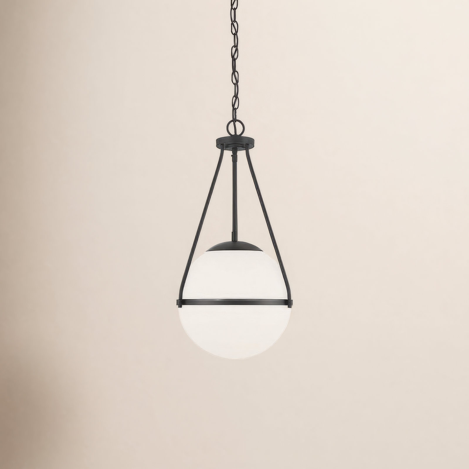 Romo Single Light Glass Dimmable Pendant, Matte Black