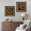 Automne, fleur noire et orange - ensemble de 2 peintures sur toile encadrées-86450323