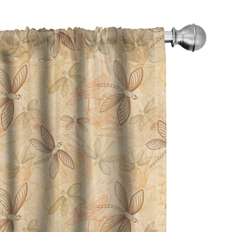 Birds and Dragonflies Semi-Sheer Rod Pocket Sliding Panel, 28" x 63"