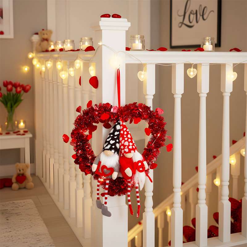 1 guirlande de guirlande en forme de cœur avec guirlande de fleurs en forme de cœur pour la Saint-Valentin