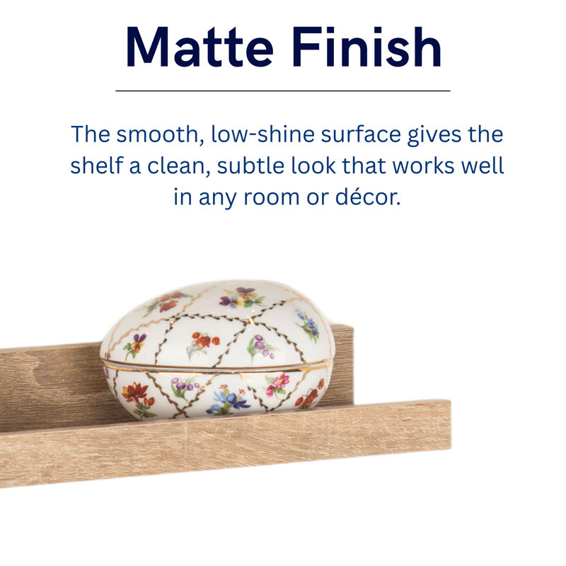 Dura Floating Display Shelf, Lipped Design, Foil-Wrapped Finish, 4.6cm H x 48cm W x 10cm D, Oak