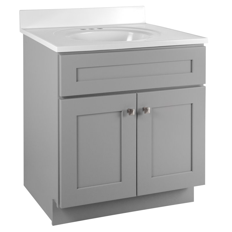 Brookings 31 Inch Bathroom Vanity with Top, Ready to Assemble, Gray