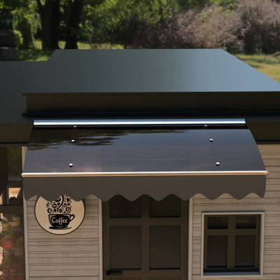 Auvent pour fenêtre d'extérieur - 47 po de largeur x 34 po de profondeur, en polycarbonate et aluminium, capacité de traitement de la neige abondante (polycarbonate solide brun 47 po x 34 po, supports en aluminium, utilisation dans le jardin