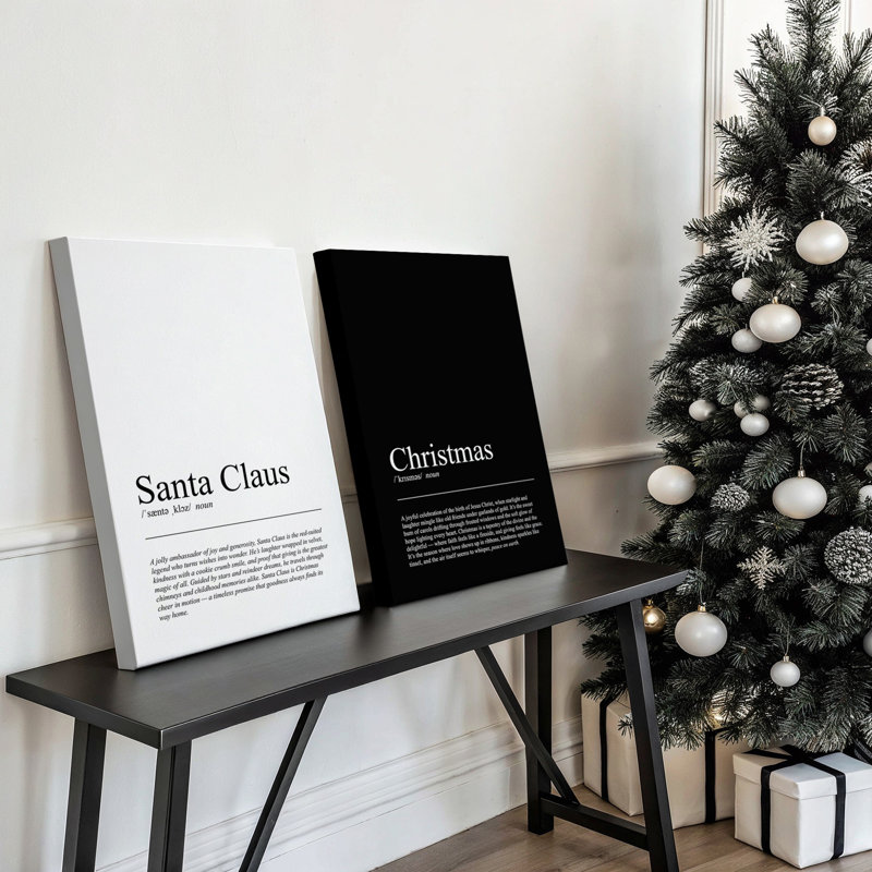 Ensemble de 2 impressions sur toile Noir & Noel, Impression encadrée sans passe-partout, Érable américain, H 19 po x l 26 po