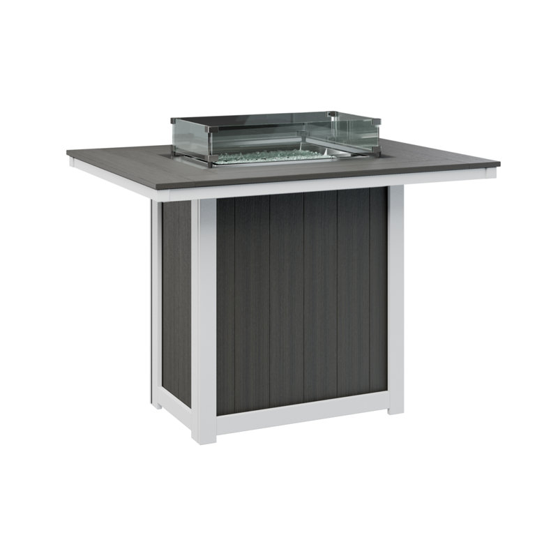 Berlin Gardens Donoma 54″ Rectangular Bar Fire Pit Table, Coastal Gray, 38.87" H x 53.87" W x 41.37" D