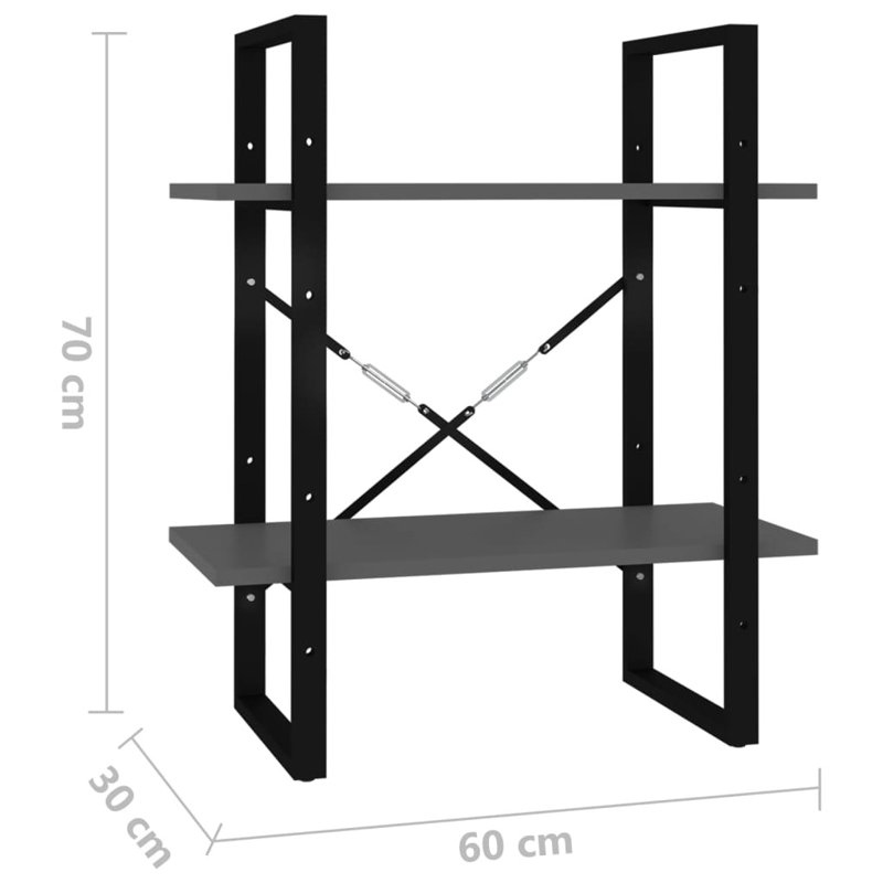 Koushirou 70 cm H Etagere Bookcase, 70cm H x 60cm W x 30cm D, Grey