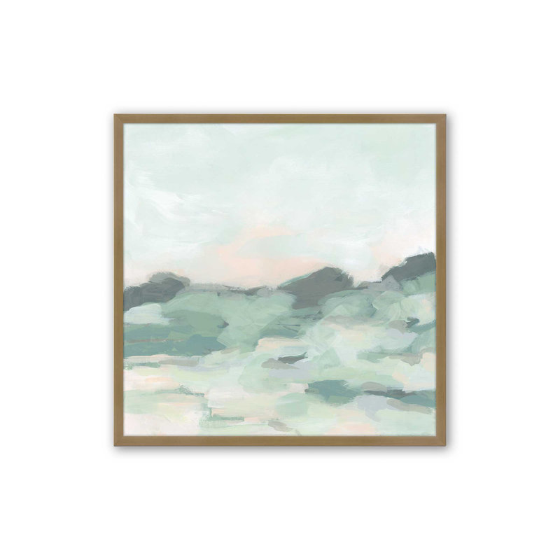 «Rolling Verdant Landscape II», reproduction sur toile, Cadre pour photo simple or brossé, H 13,75 po x l 13,75 po