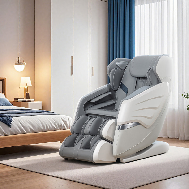 Faux Leather Heated Massage Chair, Gray