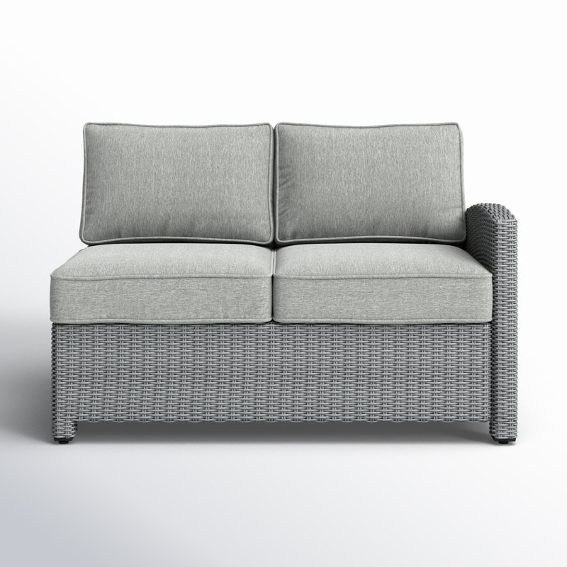 Regina 52.75" Wicker Outdoor Single-Arm Loveseat, Gray, Gray