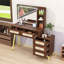 Bureau de maquillage avec miroir et lumières, 5 tiroirs et tablettes de rangement-382160498