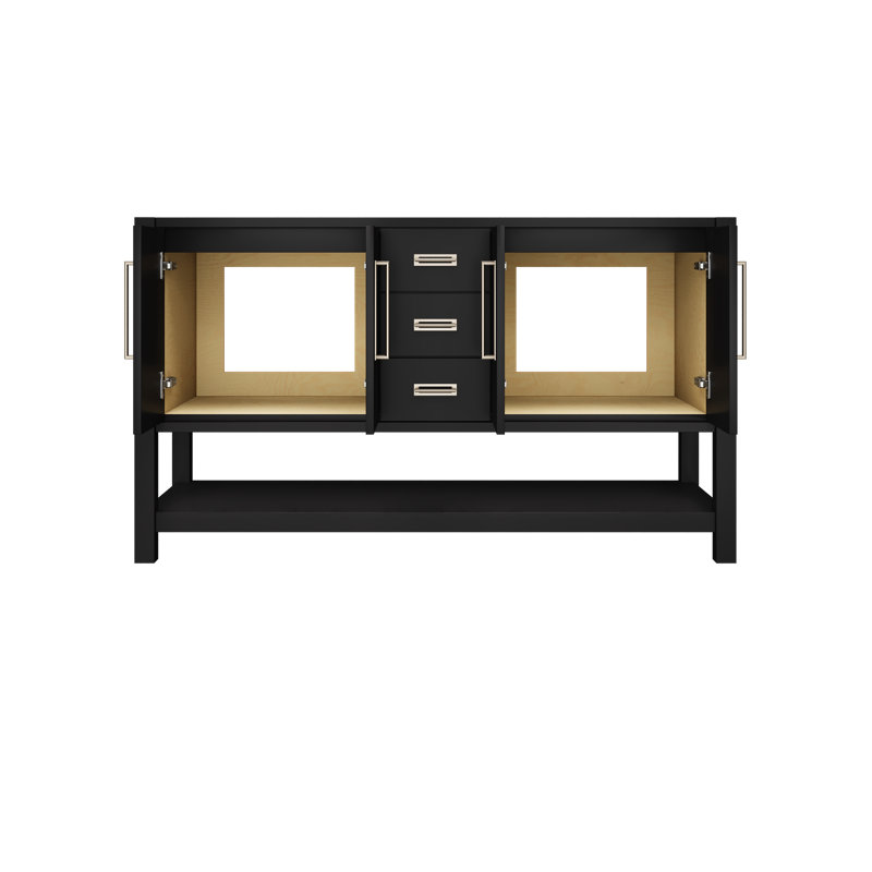 Kiawah Double Bath Vanity, Noir, Satin Nickel, 60"