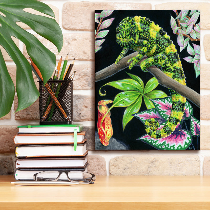 Art mural sur toile Epic Graffiti «Meller's Chameleon» par Rebecca Wang, H 16 po x l 12 po x P 0,75 po
