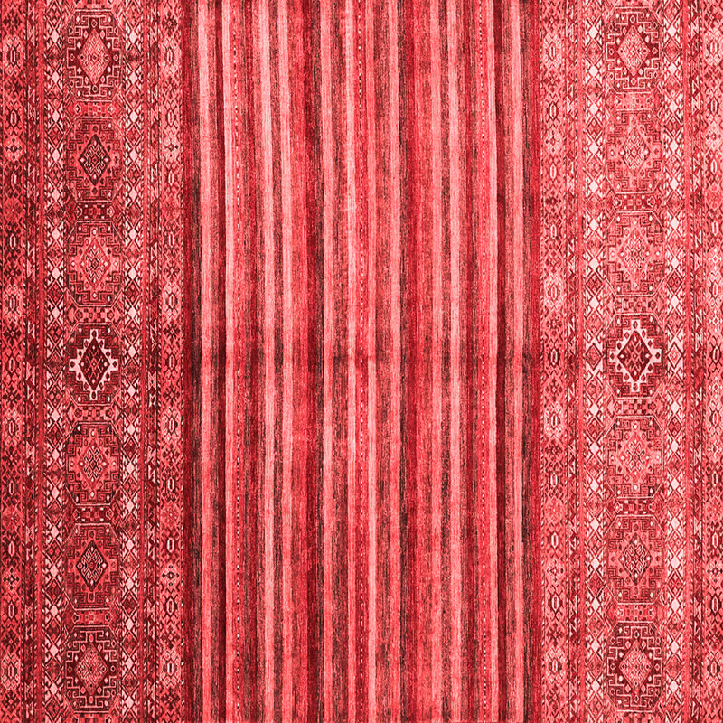 Tapis géométrique tissé à la machine en rouge, Carré 5 pi
