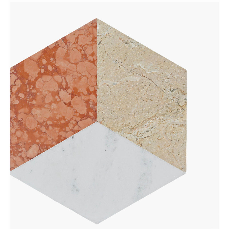 Hexagon Water-jet marble,White Gold Red 3 color, natural marble, for floor and wall,polished marble tile, natural stone, genuine marble, real marble, 1 box 12 pcs