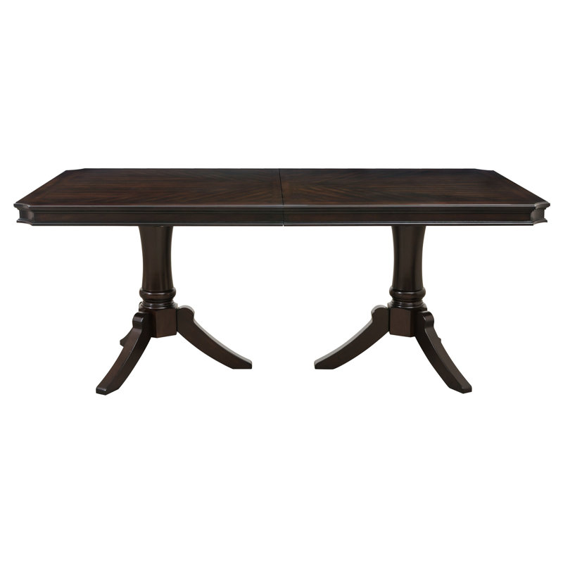 Double Pedestal Base Dark Cherry Finish Dining Table
