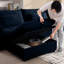 Velours côtelé avec rangement, idéal pour la chambre à coucher avec structure de soutien bleue et rangement-641746252
