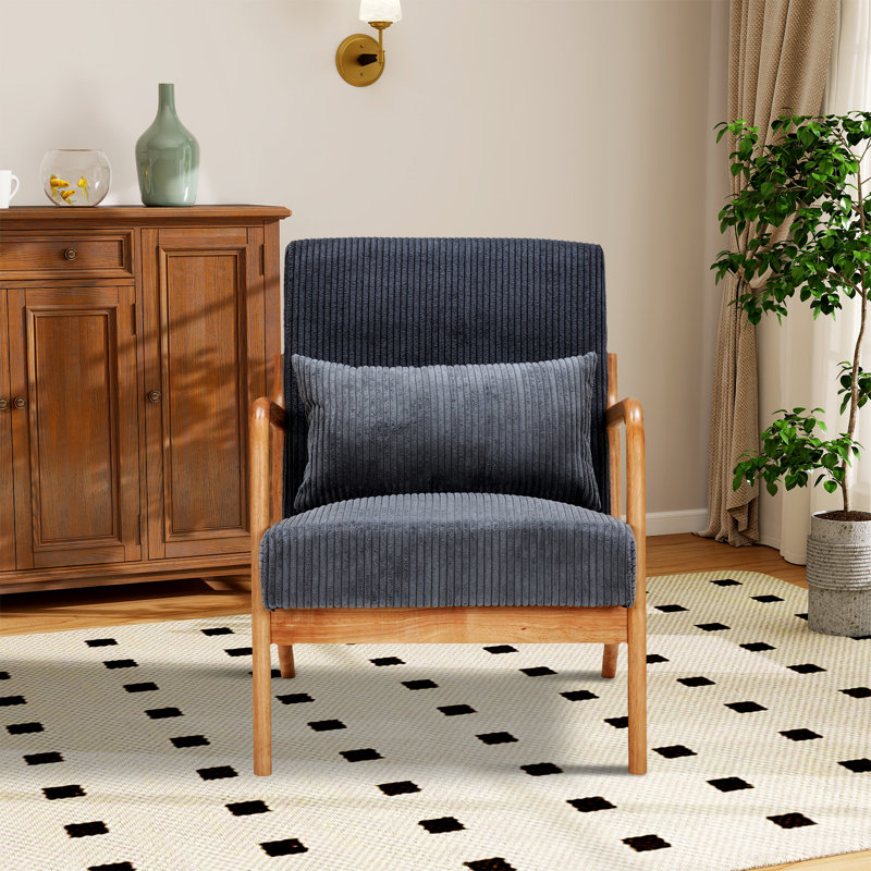 Chaise d'appoint rembourrée avec coussin lombaire, Polyester gris