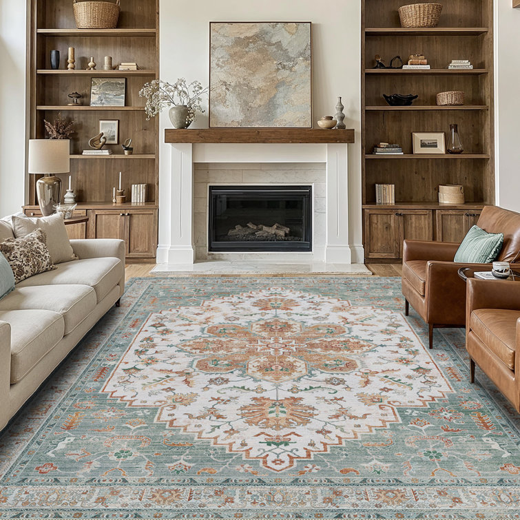 Oriental Non-Slip Machine-Washable Performance Area Rug
