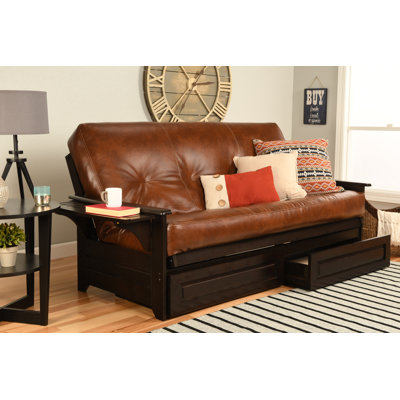 Stratford Full / Double 82'' Faux Leather Futon And Mattress