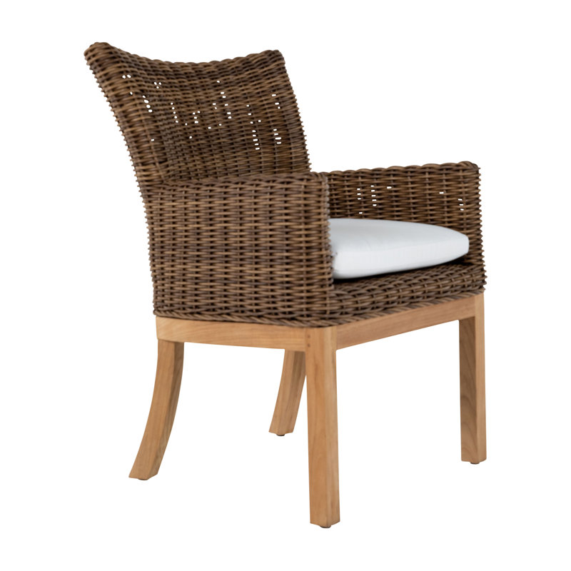 Montauk Arm Chair In Intermix Bark Fabric With No Welt, Silver
