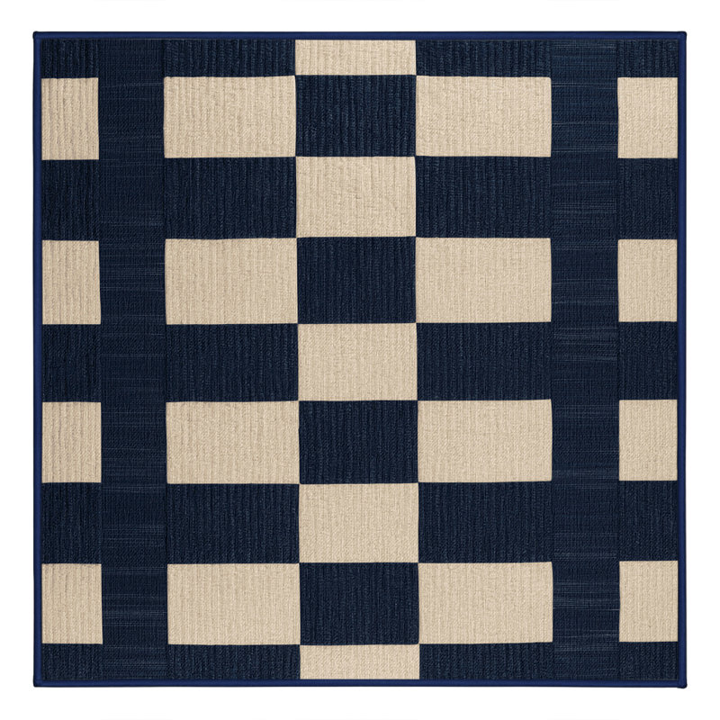 Machine Washable Checkered Gray Area Rug, Square 5'