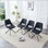 Ensemble de 4 chaises de salle à manger pivotantes confortables à haut dossier avec filet doré et cuir résistant aux égratignures pour les cuisines modernes