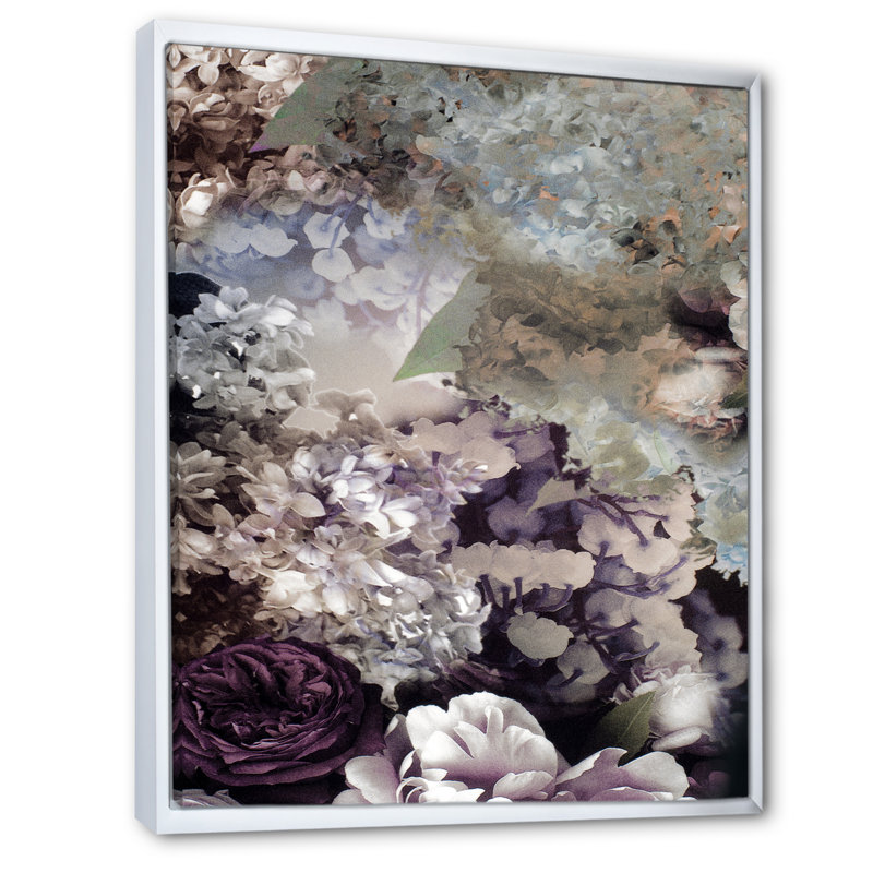 Tissu grung rose pâle en soie - reproduction sur toile, H 36 po x l 24 po, Cadre flottant blanc