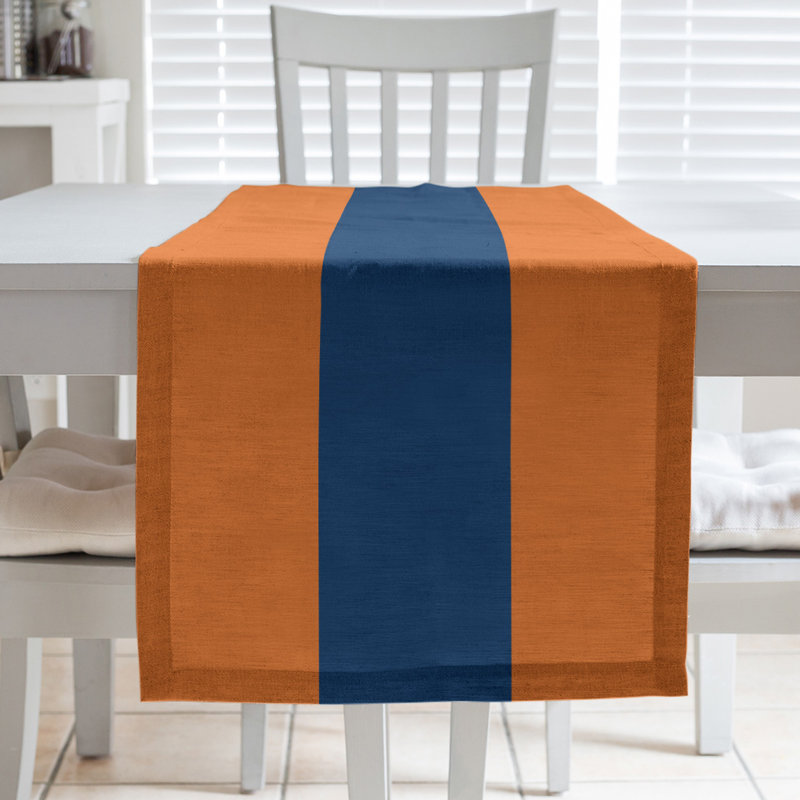 Seattle Table Runner – Durable, Fade-Resistant, and Machine Washable in Team-Inspired Colors, 72" x 16", Orange/Navy/Orange