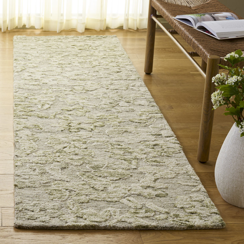 Abstract 562 Hand Tufted 80% Wool; 20% Cotton Floral Rug, Runner 2'3" x 8'