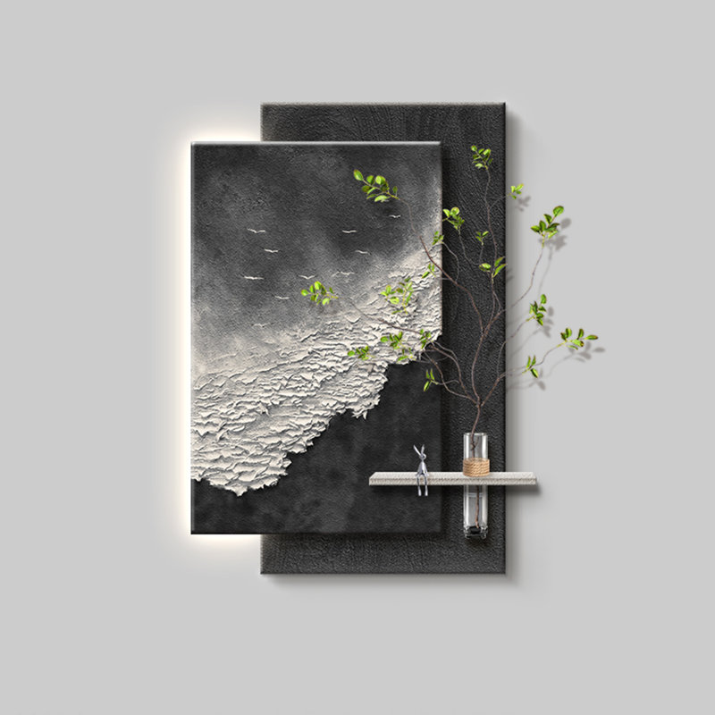 Black Modern Manufactured Wood Wall art, 47.24" H x 31.50" W x 7.87" D, Black