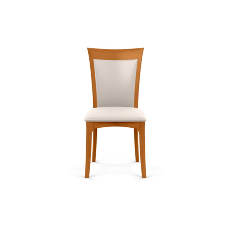 Morgan Leather Dining Chair, White, Natural Cherry
