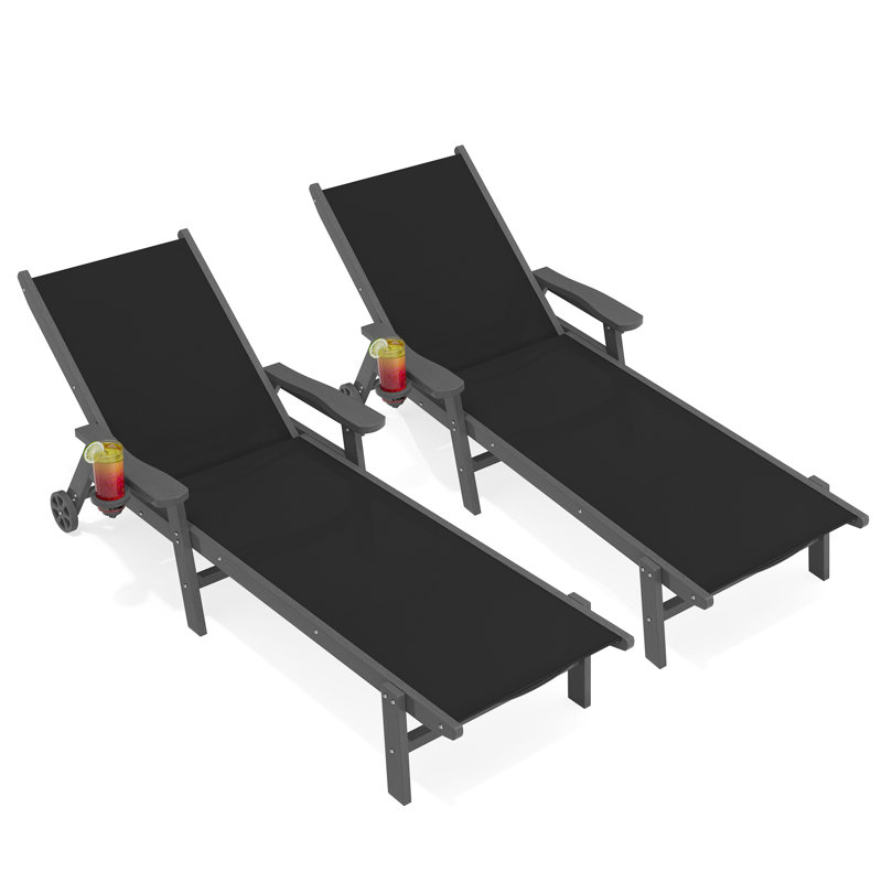 Chaise longue inclinable en PEHD, Black, 2