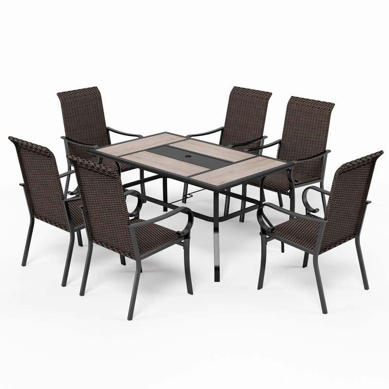 Ensemble de salle à manger rectangulaire pour 6 personnes Alyah