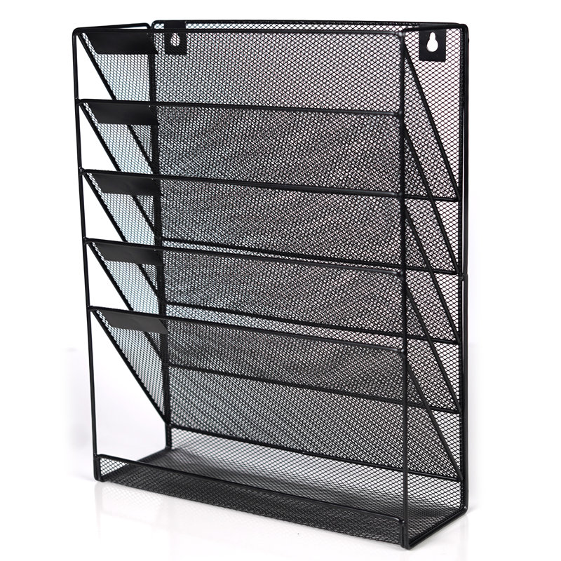 Wall Magazine File Rack Holder Organiser, Black