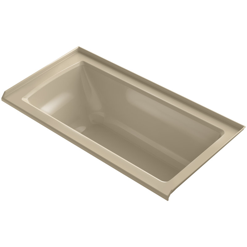 Baignoire en alcôve Archer avec surface chauffante, bride de carrelage et drain à droite, Banc de sable, Gauche