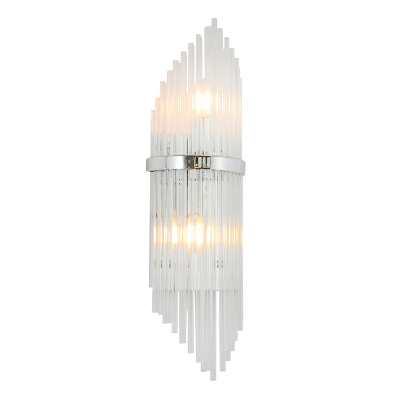 Veazey 2 - Light Gold Wall Sconce With Glass Rod Accents, Chrome