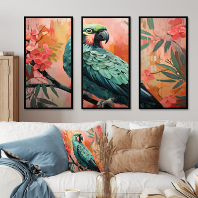 Blue And Pink Parrot Paradise III - Parrot Wall Art